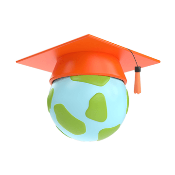 graduation cap on world