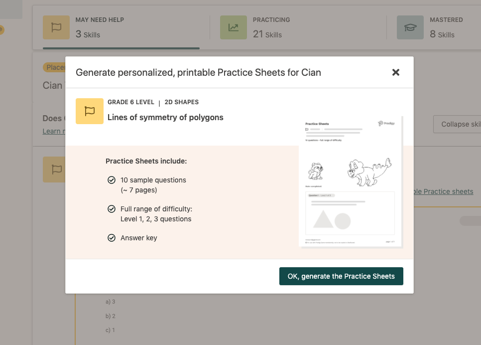 Screenshot of Prodigy